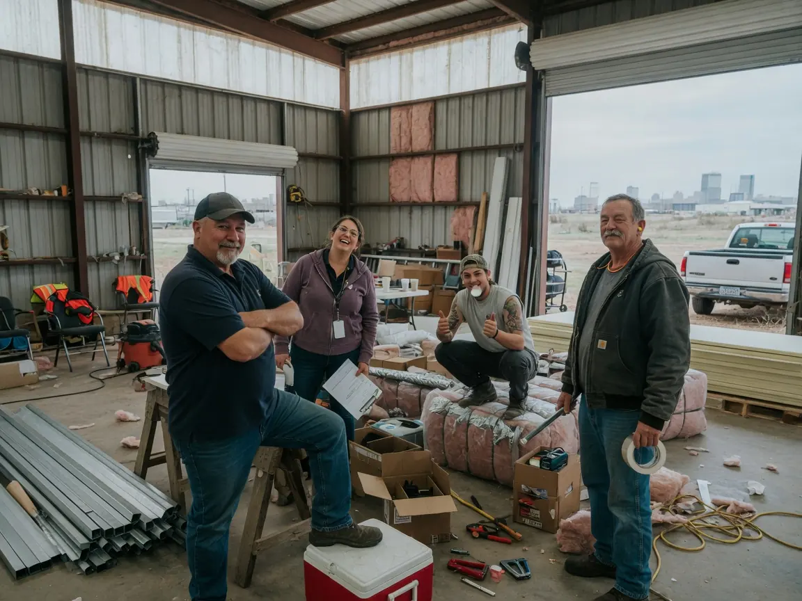 Pole barn insulation contractor team in Tulsa